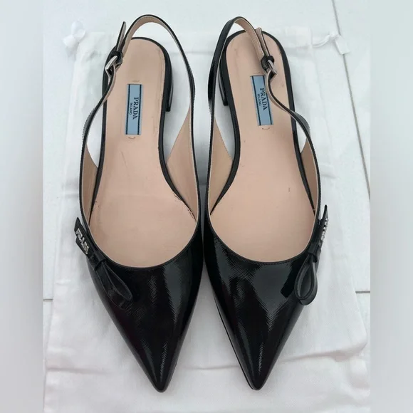【関税＆送料込み】Prada Slingback Ballet Flats Patent leather slingback flats in red - Prada | Mytheresa